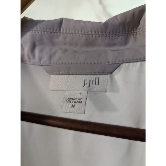 J Jill Windbreaker Shirt Womens Medium Gray Pleat Collar Anora Rain Jacket - Picture 3 of 12